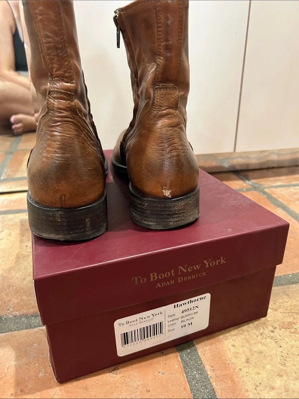 To Boot New York Men's Brown Leather Zip Ankle Boots